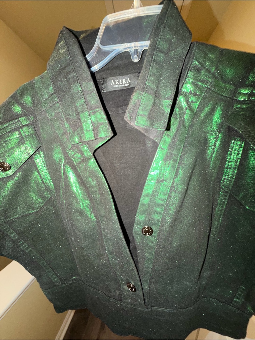 AKIRA Shimmery Emerald Utility Jacket